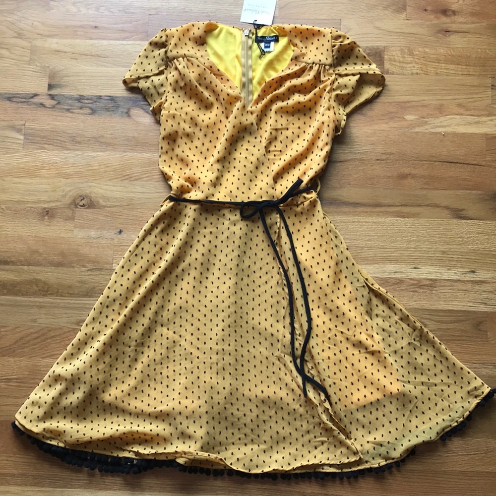 Unique Vintage Mustard Yellow Dress